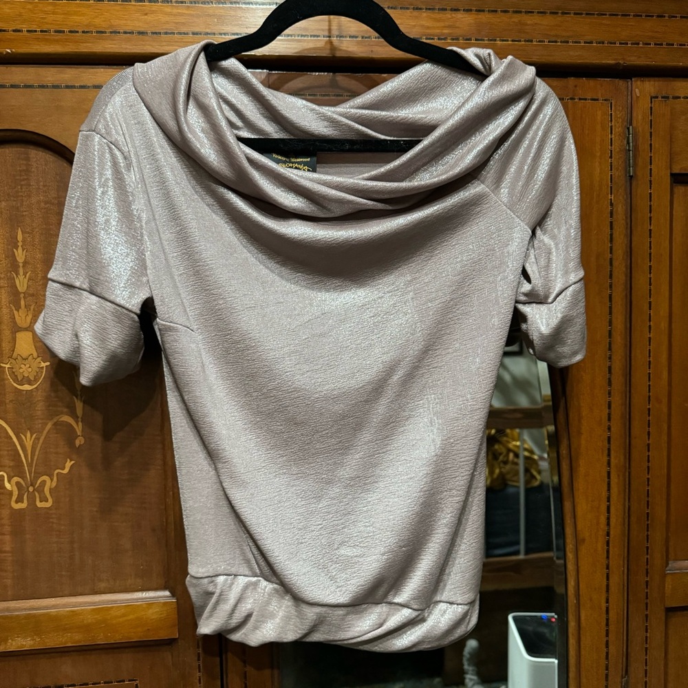 Vivienne Westwood Anglomania draped asymmetrical metallic top S